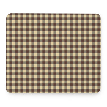 Brown And Beige Buffalo Check Print Mouse Pad