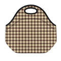 Brown And Beige Buffalo Check Print Neoprene Lunch Bag