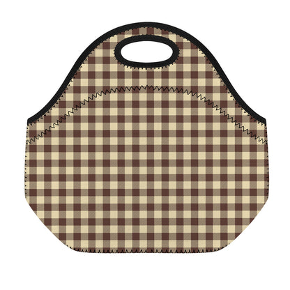 Brown And Beige Buffalo Check Print Neoprene Lunch Bag