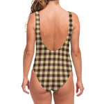 Brown And Beige Buffalo Check Print One Piece Swimsuit