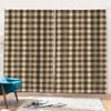 Brown And Beige Buffalo Check Print Pencil Pleat Curtains