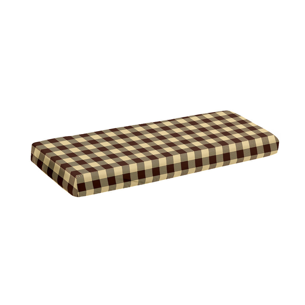 Brown And Beige Buffalo Check Print Piano Keyboard Cover