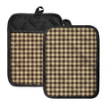 Brown And Beige Buffalo Check Print Pot Holders With Pocket