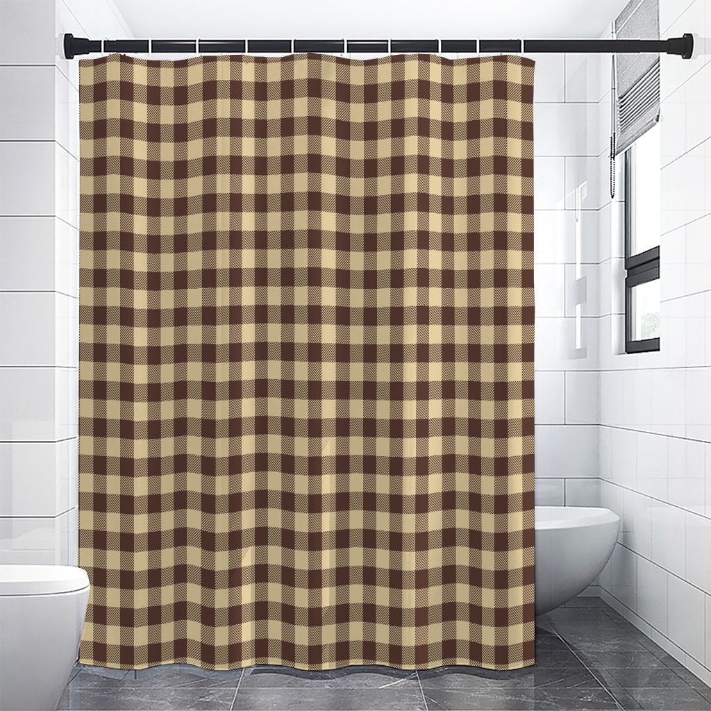 Brown And Beige Buffalo Check Print Premium Shower Curtain