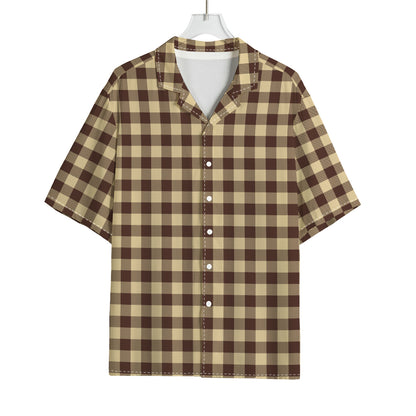 Brown And Beige Buffalo Check Print Rayon Hawaiian Shirt