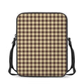 Brown And Beige Buffalo Check Print Rectangular Crossbody Bag