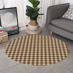Brown And Beige Buffalo Check Print Round Rug