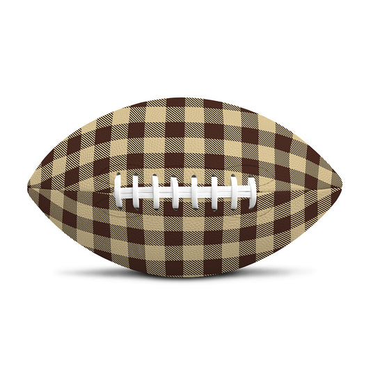 Brown And Beige Buffalo Check Print Rugby Ball