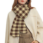 Brown And Beige Buffalo Check Print Scarf