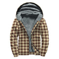 Brown And Beige Buffalo Check Print Sherpa Lined Zip Up Hoodie