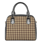 Brown And Beige Buffalo Check Print Shoulder Handbag