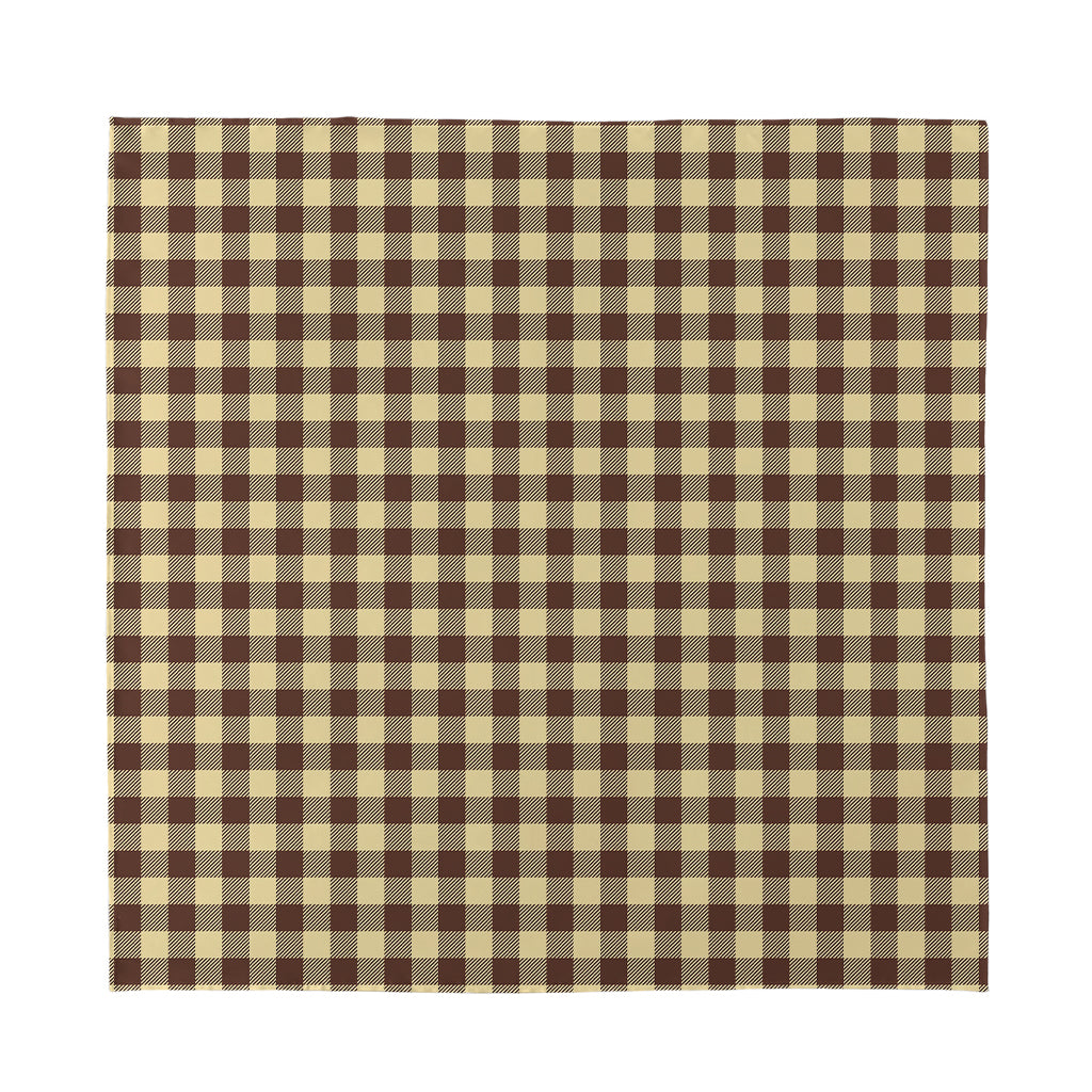 Brown And Beige Buffalo Check Print Silk Bandana