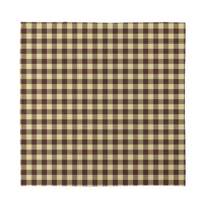 Brown And Beige Buffalo Check Print Silk Bandana