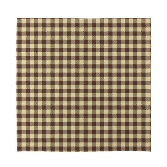 Brown And Beige Buffalo Check Print Silk Bandana