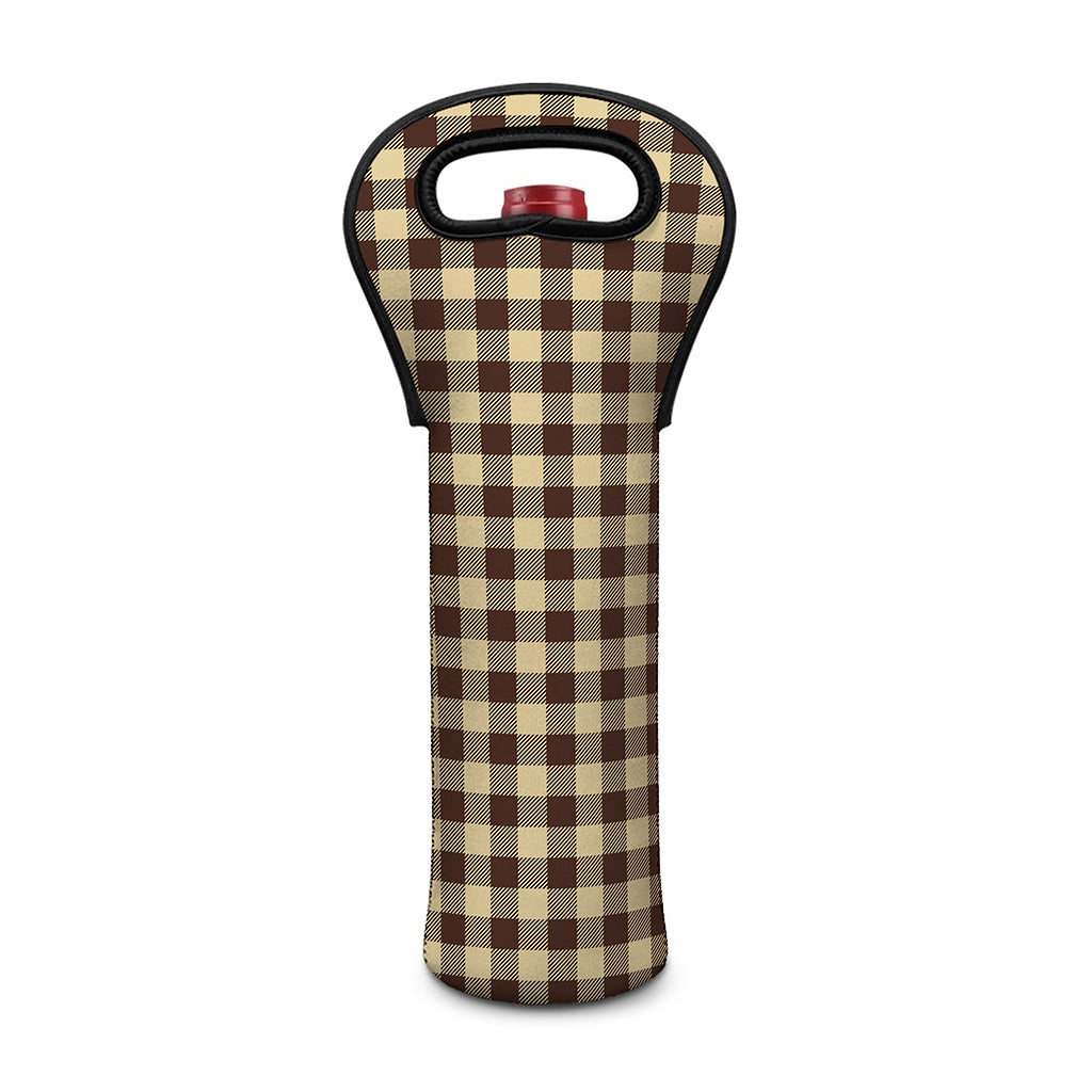 Brown And Beige Buffalo Check Print Single Neoprene Wine Tote