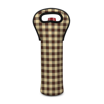Brown And Beige Buffalo Check Print Single Neoprene Wine Tote