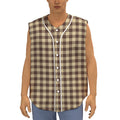 Brown And Beige Buffalo Check Print Sleeveless Baseball Jersey