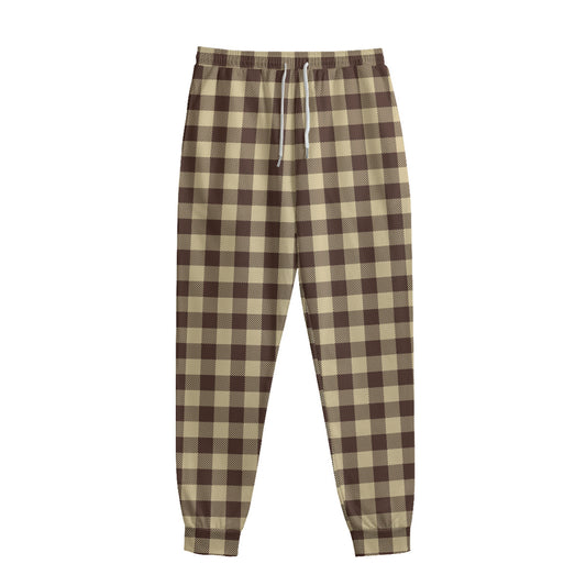 Brown And Beige Buffalo Check Print Sweatpants
