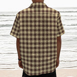 Brown And Beige Buffalo Check Print Textured Short Sleeve Shirt