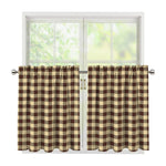 Brown And Beige Buffalo Check Print Tier Curtains