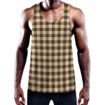 Brown And Beige Buffalo Check Print Training Tank Top
