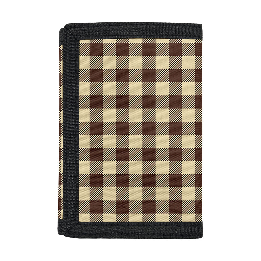 Brown And Beige Buffalo Check Print Trifold Wallet