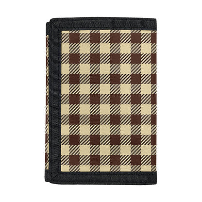 Brown And Beige Buffalo Check Print Trifold Wallet