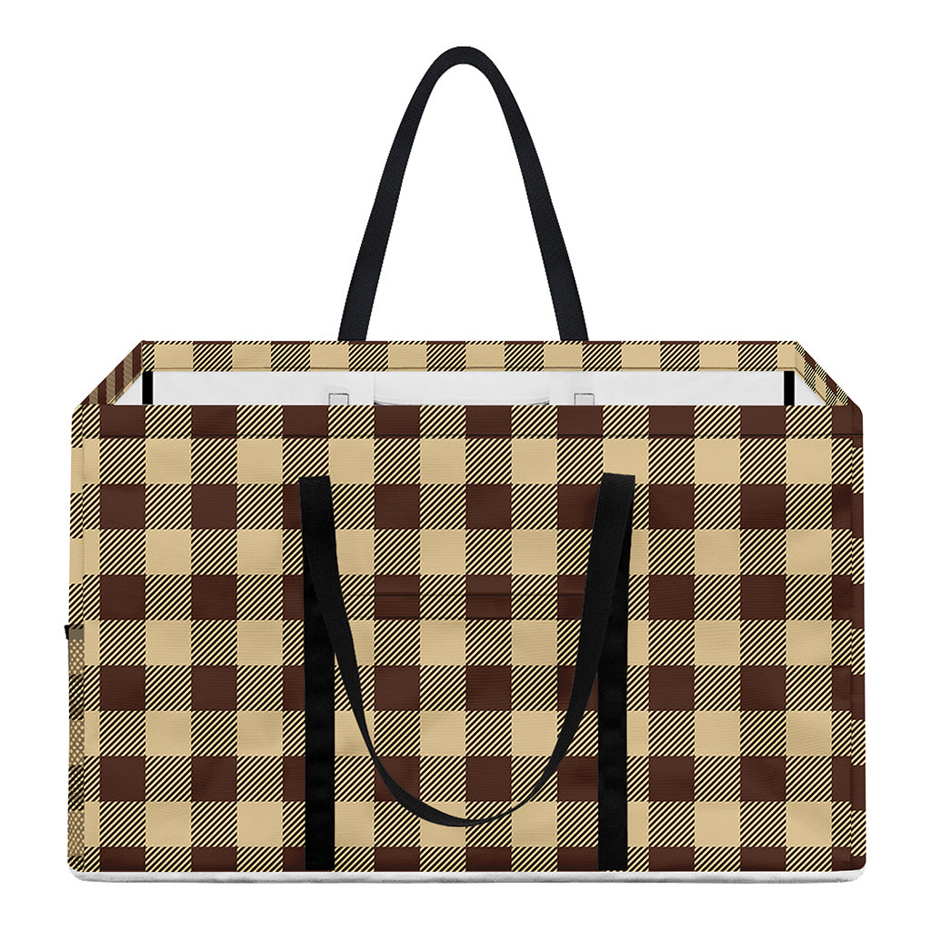 Brown And Beige Buffalo Check Print Utility Tote Bag