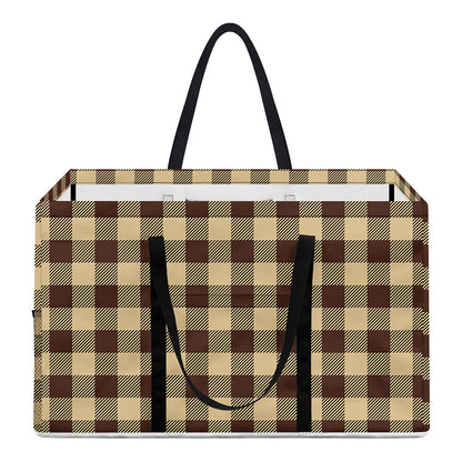 Brown And Beige Buffalo Check Print Utility Tote Bag