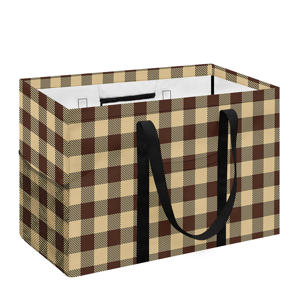 Brown And Beige Buffalo Check Print Utility Tote Bag