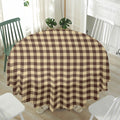 Brown And Beige Buffalo Check Print Waterproof Round Tablecloth