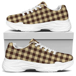 Brown And Beige Buffalo Check Print White Chunky Shoes