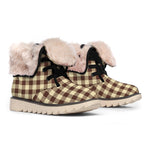 Brown And Beige Buffalo Check Print Winter Boots