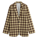 Brown And Beige Buffalo Check Print Women's Blazer