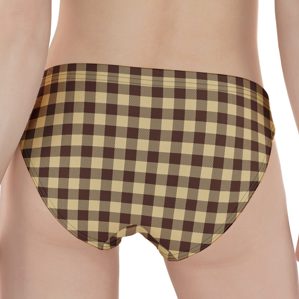Brown And Beige Buffalo Check Print Women's Panties