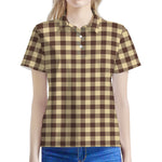 Brown And Beige Buffalo Check Print Women's Polo Shirt