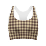Brown And Beige Buffalo Check Print Women's Sports Bra