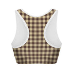Brown And Beige Buffalo Check Print Women's Sports Bra