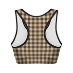 Brown And Beige Buffalo Check Print Women's Sports Bra