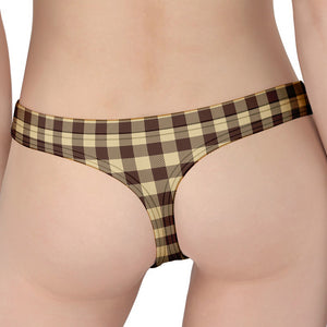 Brown And Beige Buffalo Check Print Women's Thong