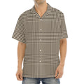 Brown And Beige Glen Plaid Print Aloha Shirt