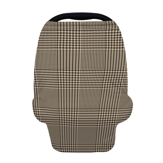 Brown And Beige Glen Plaid Print Baby Seat Cover