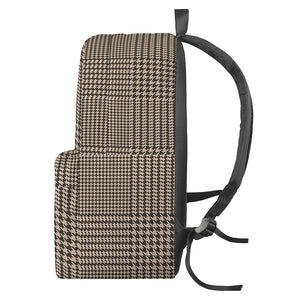 Brown And Beige Glen Plaid Print Backpack