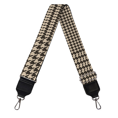 Brown And Beige Glen Plaid Print Bag Strap