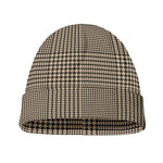 Brown And Beige Glen Plaid Print Beanie
