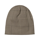 Brown And Beige Glen Plaid Print Beanie