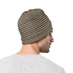 Brown And Beige Glen Plaid Print Beanie