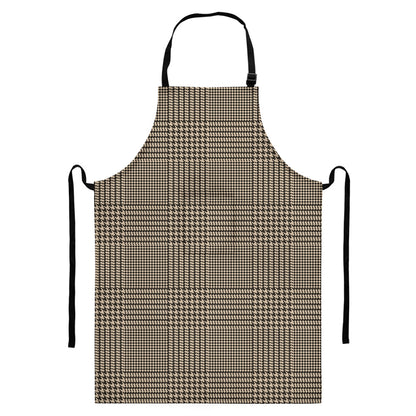 Brown And Beige Glen Plaid Print Bib Apron With Pocket