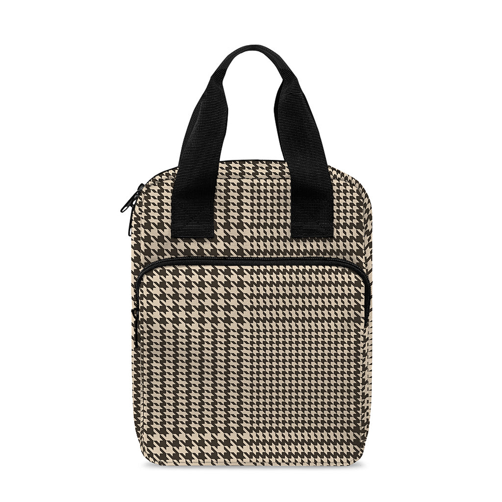 Brown And Beige Glen Plaid Print Bible Tote Bag