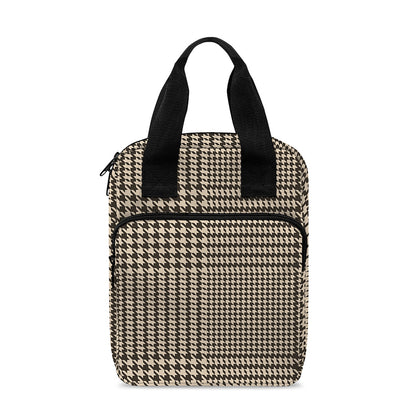 Brown And Beige Glen Plaid Print Bible Tote Bag